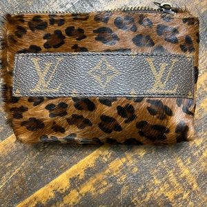 Leopard up cycled lv coin purse